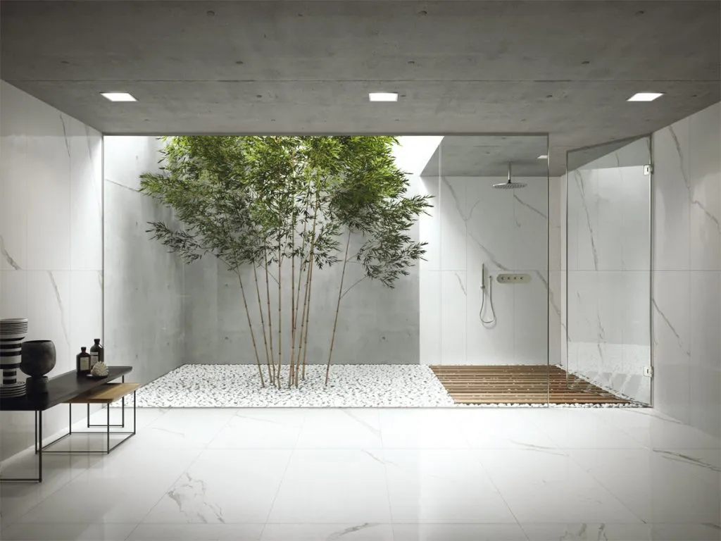 minimalis dengan taman bambu di toilet