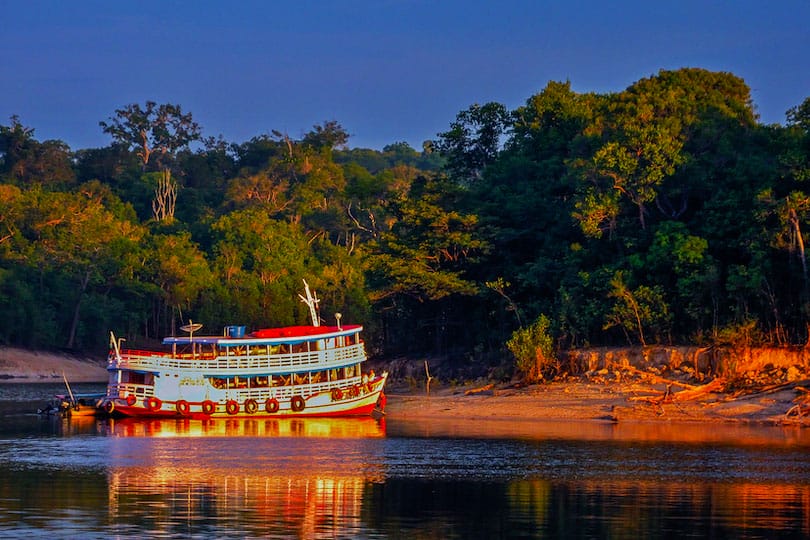 Brazil Manaus Amazonas boat sunset