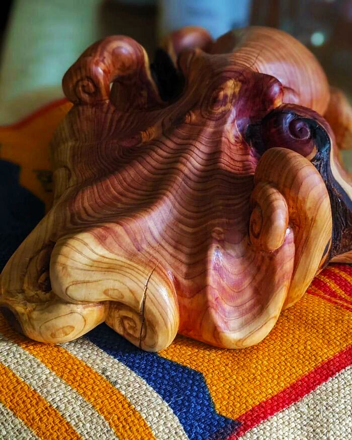 3 Octopus In Juniper Hand Carved By My Self