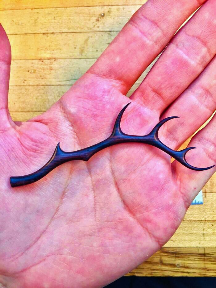 42 Carved This Miniature Antler Out Of Rosewood