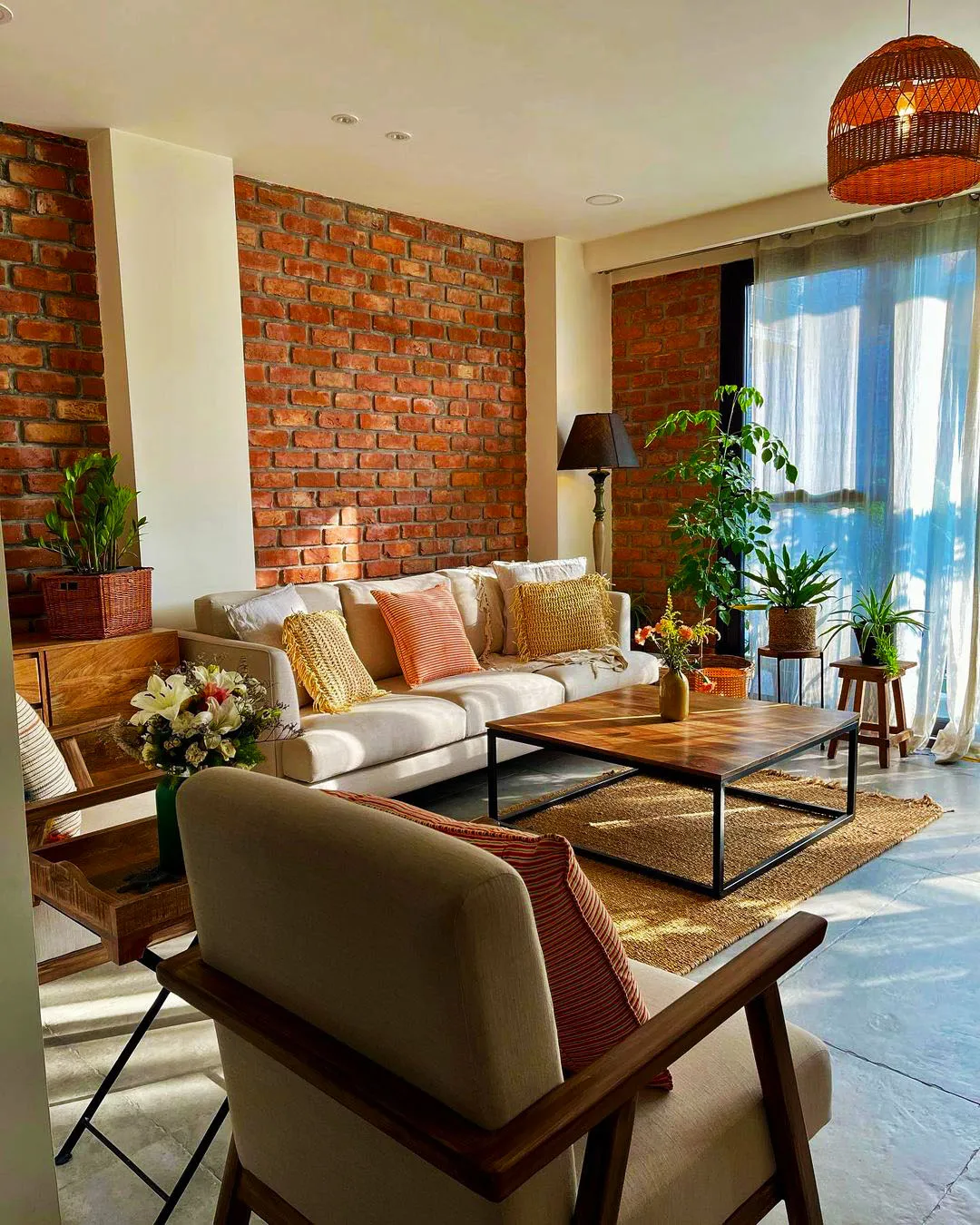 01 Exposed Brick Wall Design for the Living Room