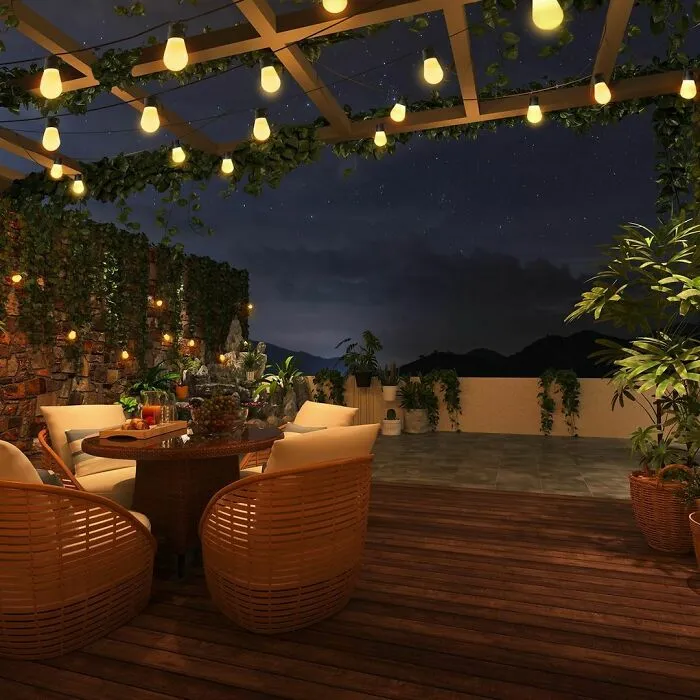 7 String Lights Canopy For Seating Area