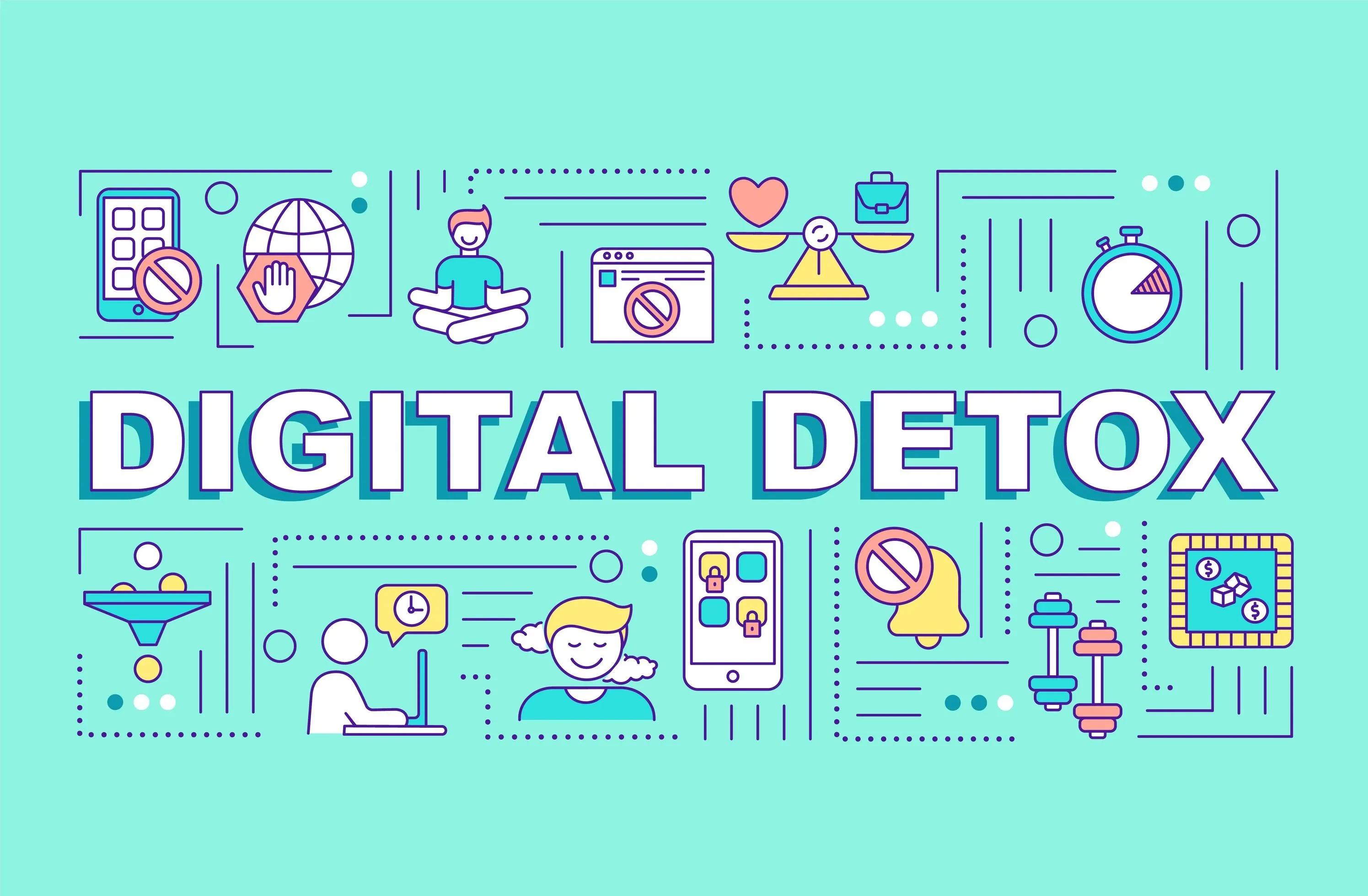 05 digital detox concepts banner vector