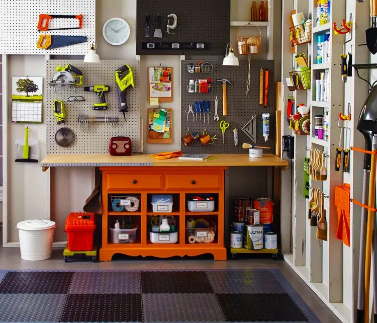 06 organized tool garage checkered floor